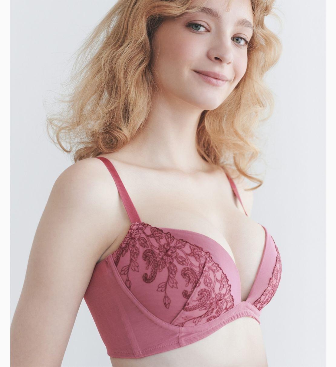 Side To Cup Embroidery Lace Smoothing Non-wire Bra